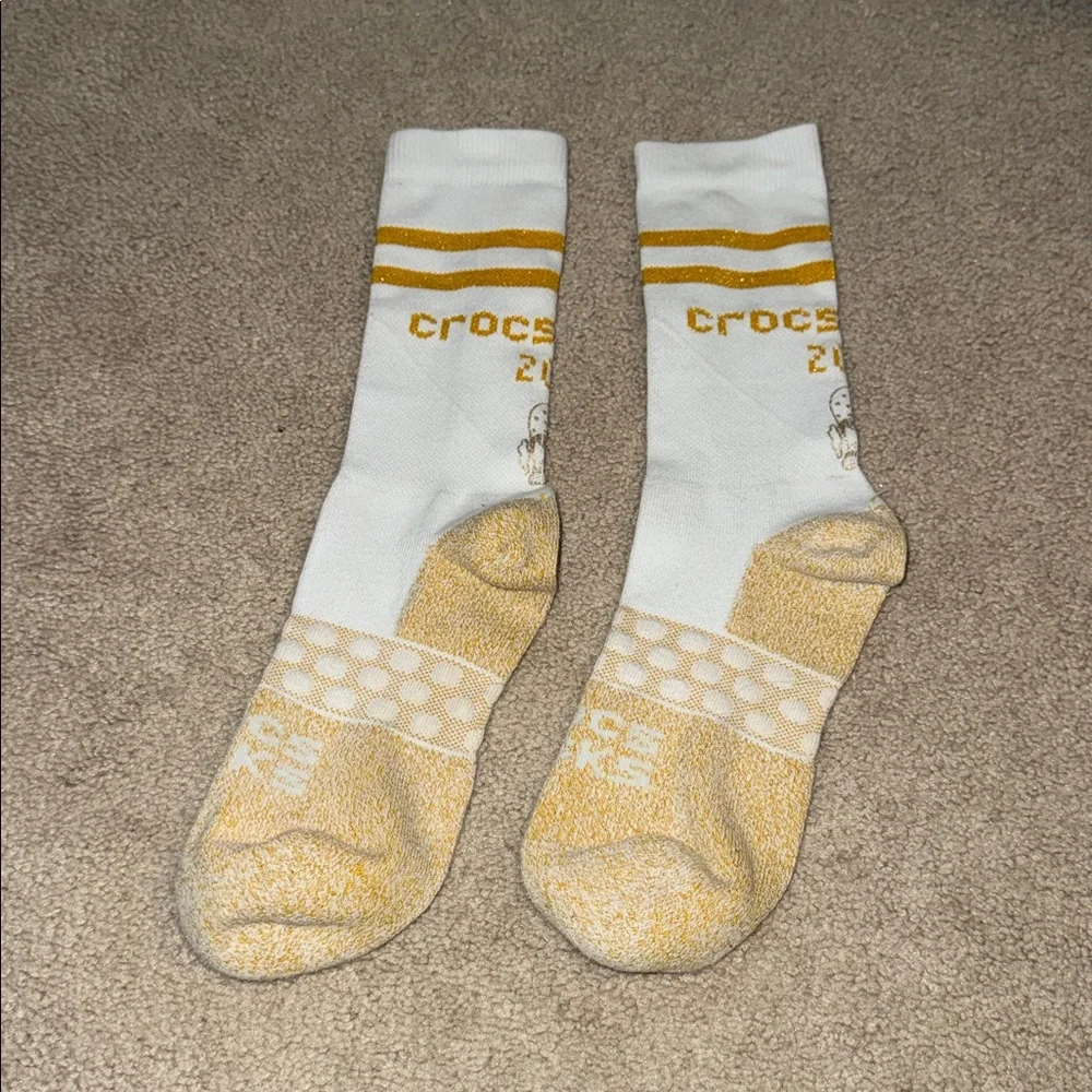 Crocs Socks 2021 White/Gold Shimmer Large
